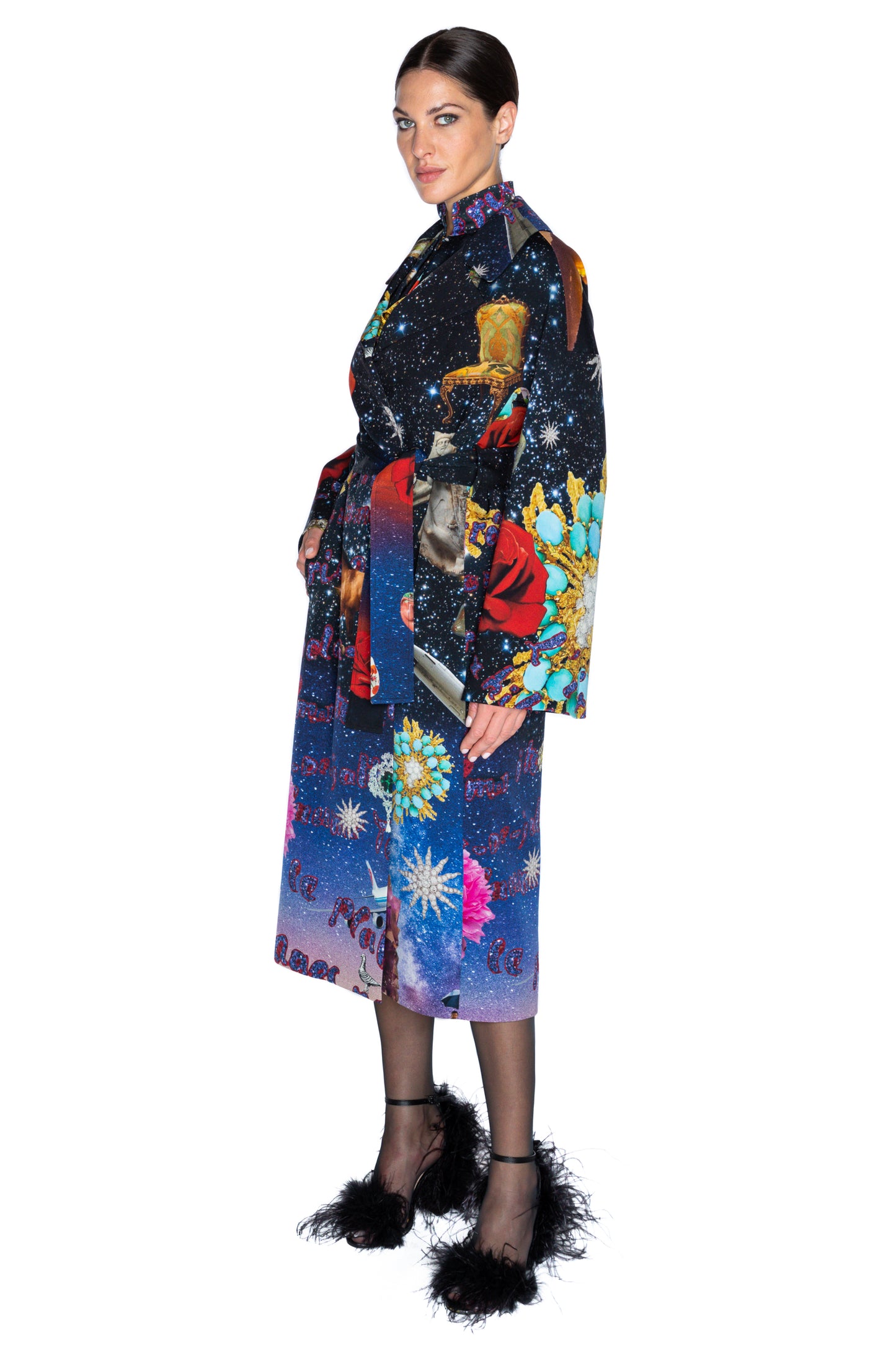 'STARRY NIGHT REDUX' LONG VIENNA WRAP COAT - - Libertine