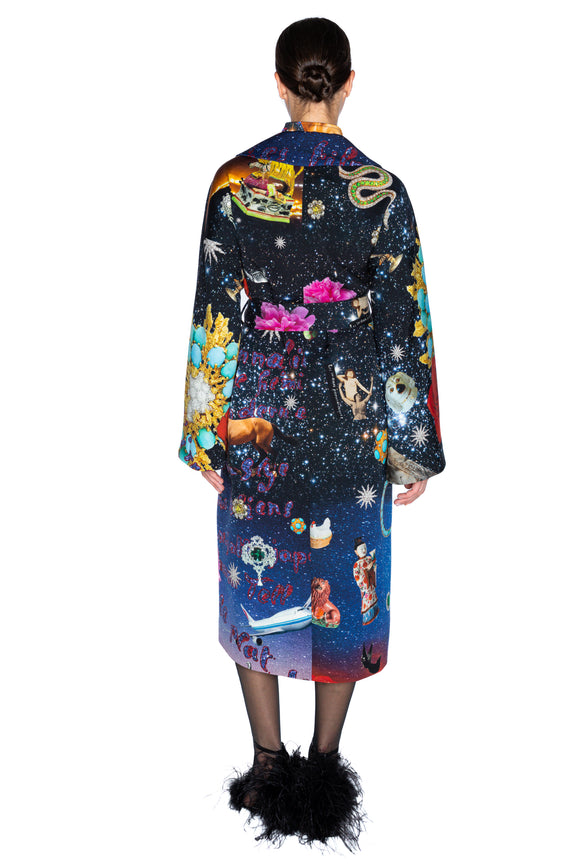 'STARRY NIGHT REDUX' LONG VIENNA WRAP COAT - - Libertine