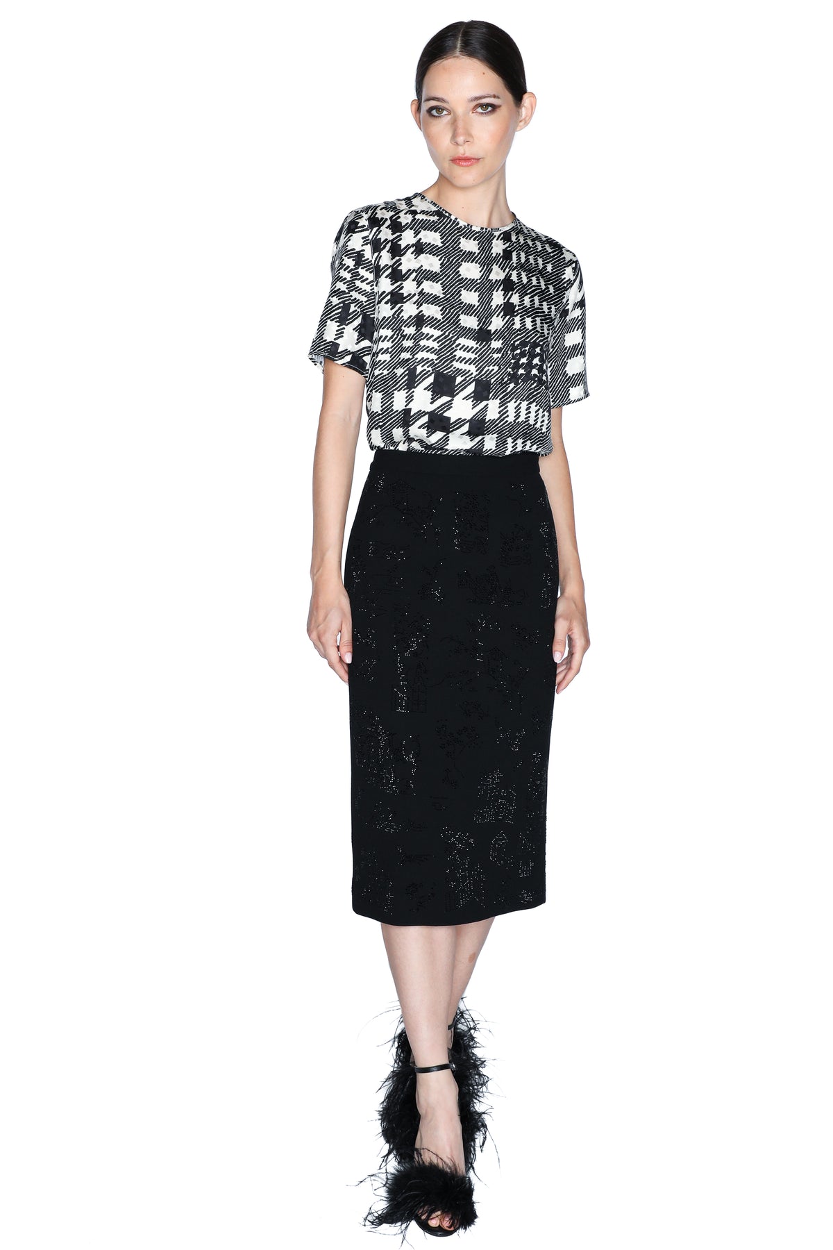 'CHINOISERIE' CLASSIC PENCIL SKIRT - - Libertine