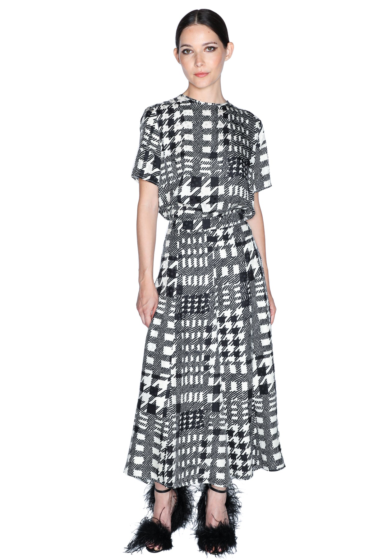 'PEGGYS HOUNDSTOOTH' SHORT SLEEVE BLOUSE - - Libertine
