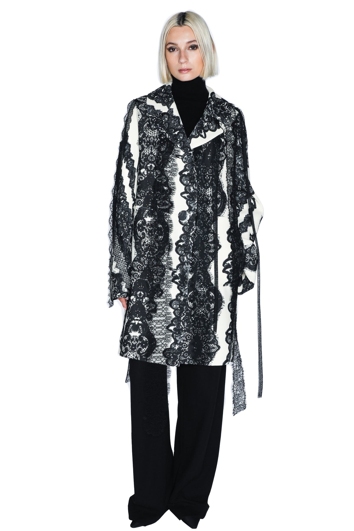 'VENETIAN LACE' TROMPE L'OEIL L/S PATCH POCKET COAT - - Libertine