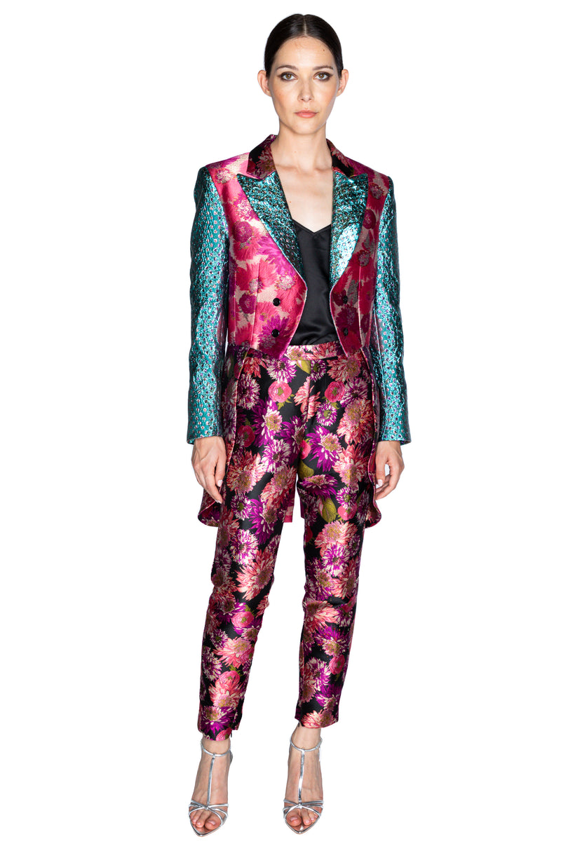 'PINK WISH JACQUARD' ANKLE ZIP PANT - - Libertine