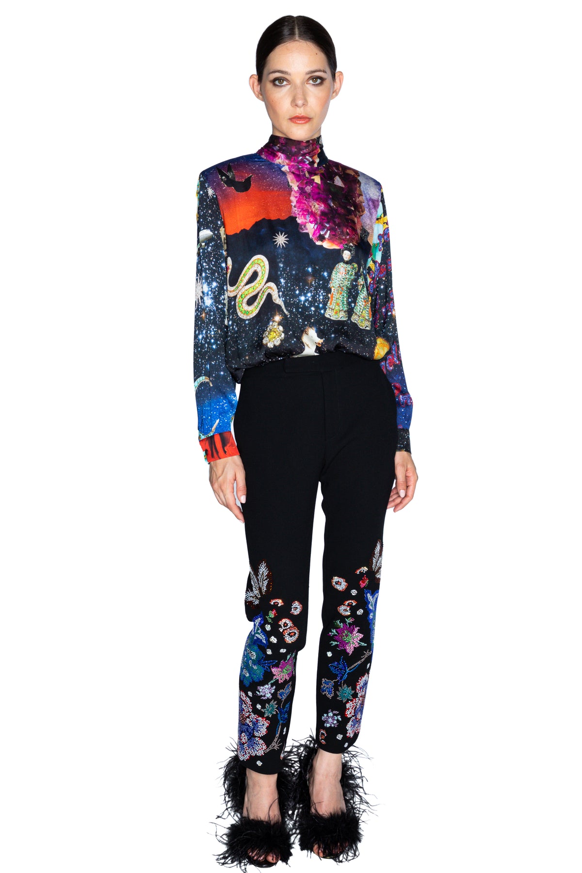 'LUXE BOUQUET' ANKLE ZIP PANT - - Libertine