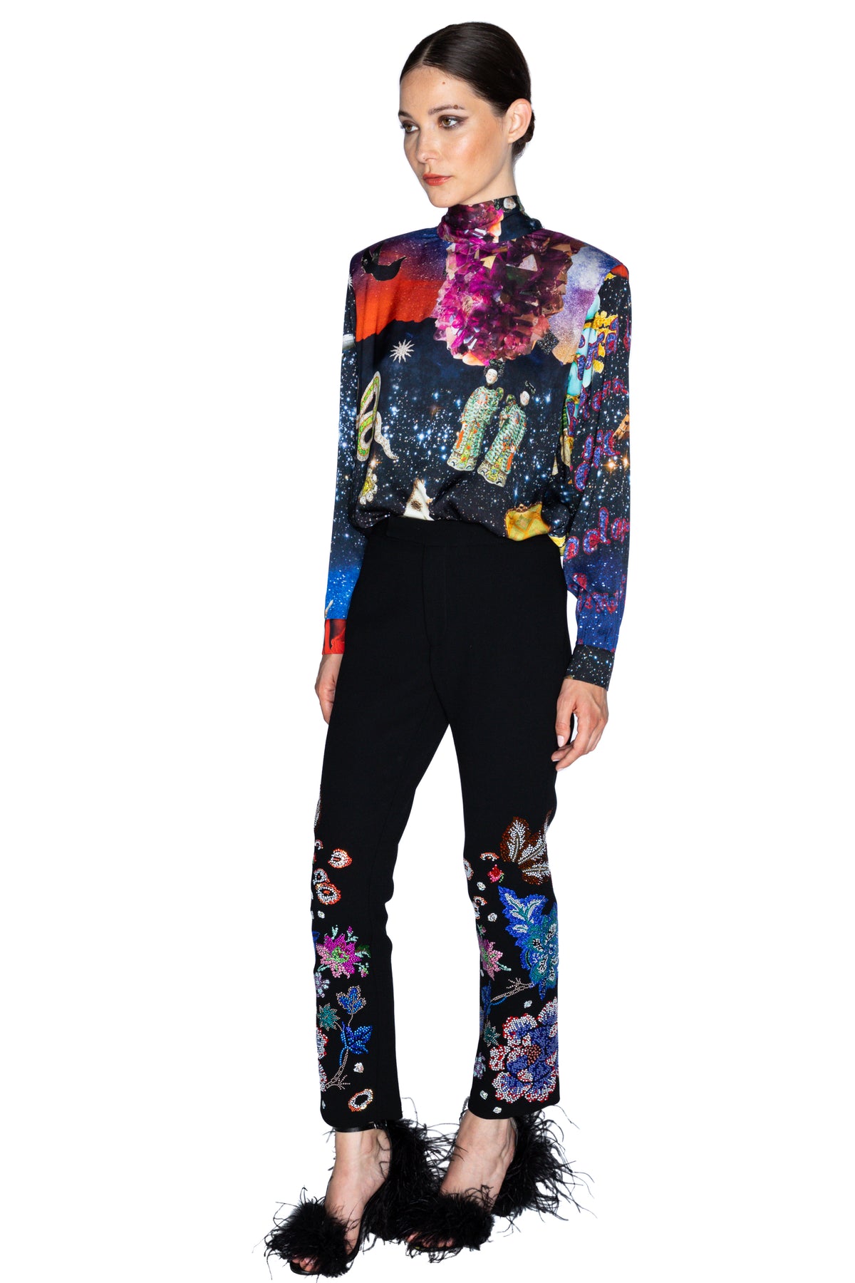'LUXE BOUQUET' ANKLE ZIP PANT - - Libertine