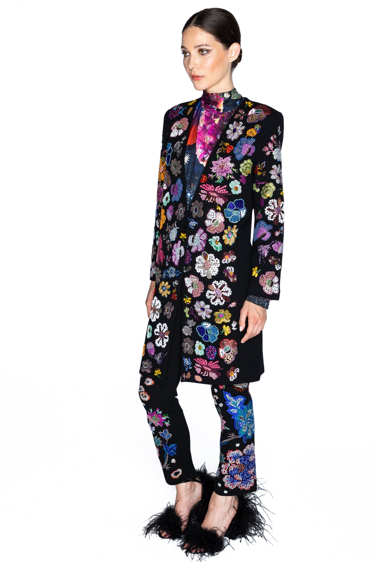 'MILLE FLEUR' DEEP V-NECK COAT - COATS - Libertine