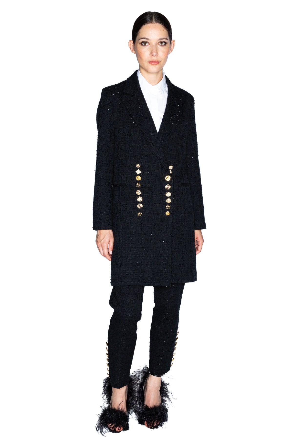 'BUTTON LUXE' MIDI LENGTH DOUBLE BREASTED COAT -  - Libertine