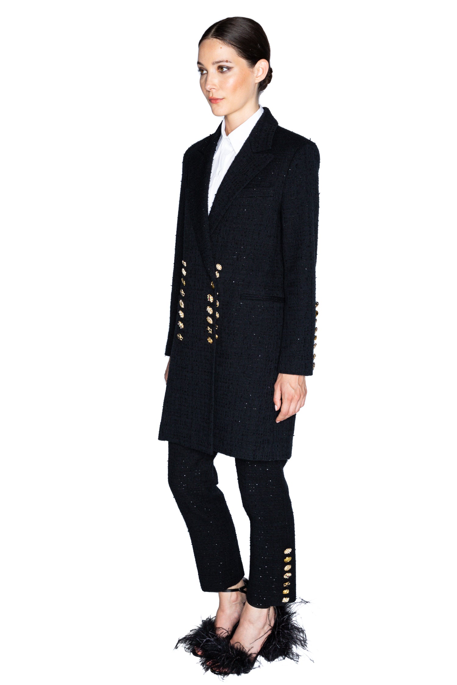 'BUTTON LUXE' MIDI LENGTH DOUBLE BREASTED COAT -  - Libertine