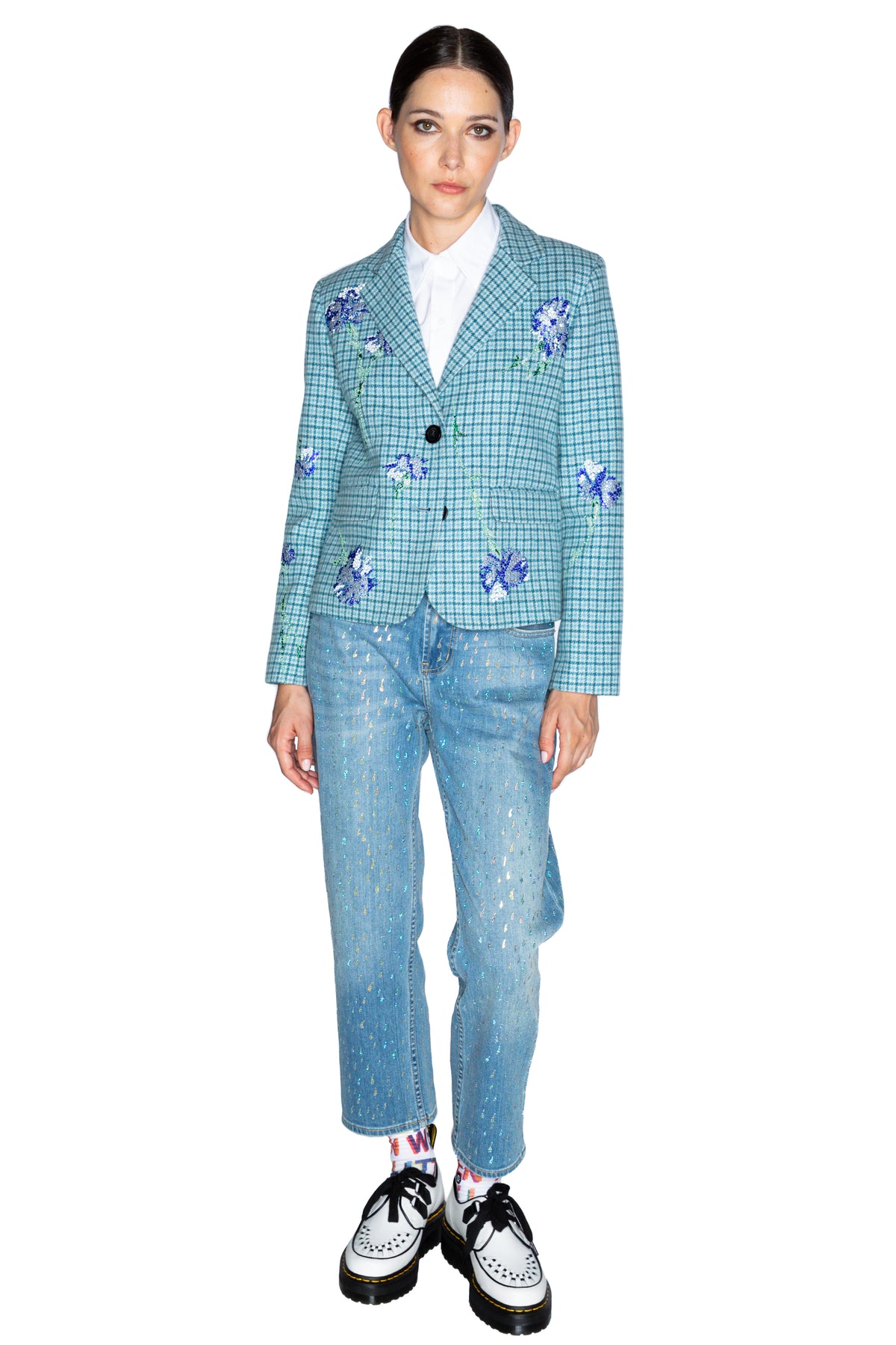 'CECIL BEATON BLUE CARNATION' L/S SHORT JACKET - - Libertine