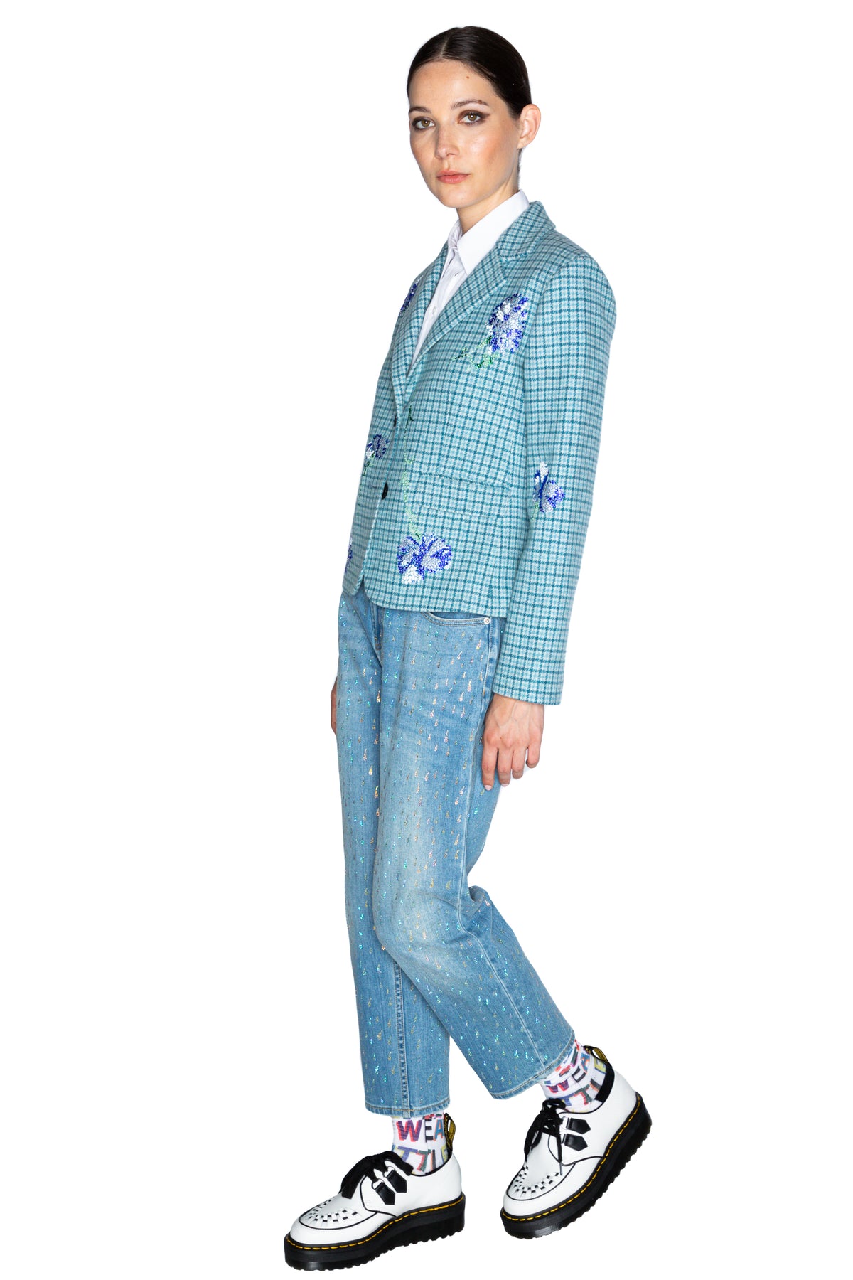 'CECIL BEATON BLUE CARNATION' L/S SHORT JACKET - - Libertine