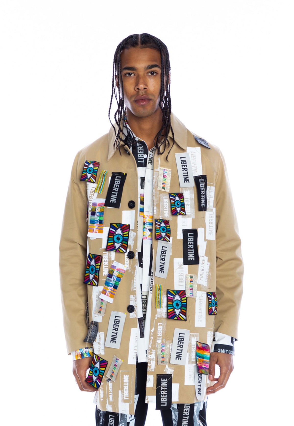 'LABEL MANIA' MEN'S MAC COAT IN KHAKI - Men's Jackets & Coats - Libertine