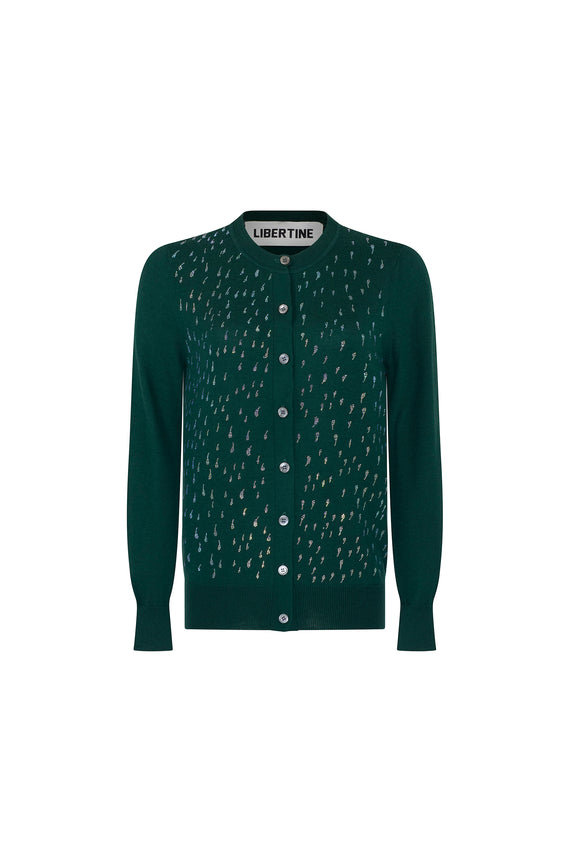 'OIL SLICK' FOREST GREEN CARDIGAN - CARDIGANS - Libertine - Main image