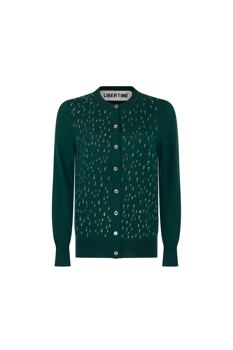 'OIL SLICK' FOREST GREEN CARDIGAN - CARDIGANS - Libertine