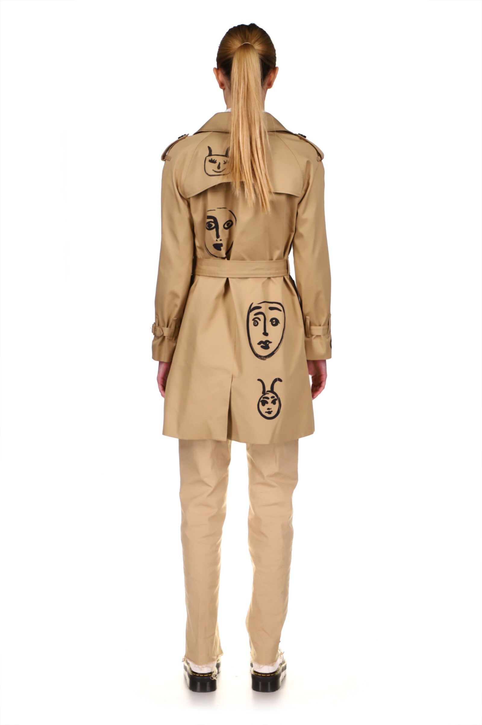 SILK SCREENED ‘MADOURA' KHAKI TRENCH - Women's Jackets & Coats - Libertine