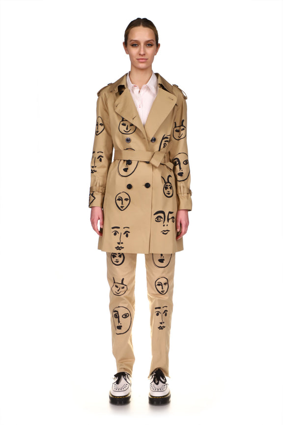 SILK SCREENED ‘MADOURA' KHAKI TRENCH - Women's Jackets & Coats - Libertine