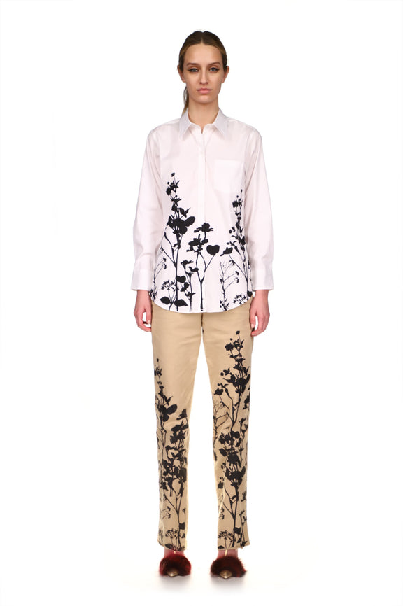 SILK SCREENED ‘FENNEL GARDEN' WOMEN'S KHAKI CHINOS - Women's Bottoms - Libertine