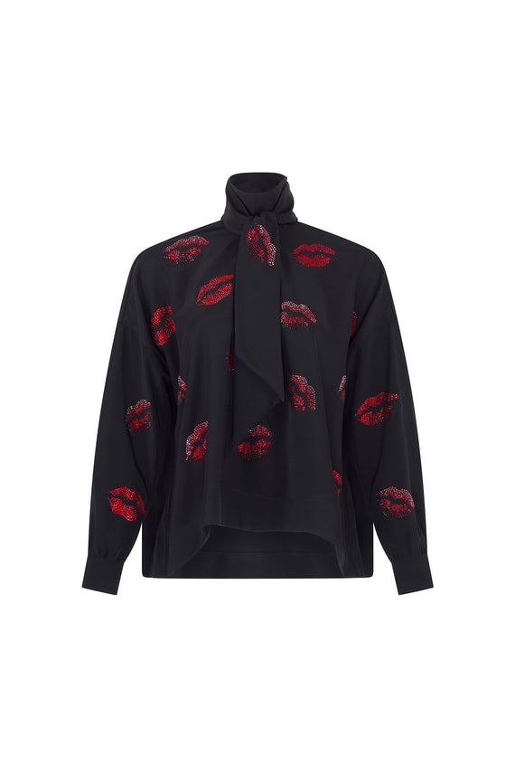 'BISOU' CRYSTAL TIE BLOUSE - TOPS - Libertine - Main image