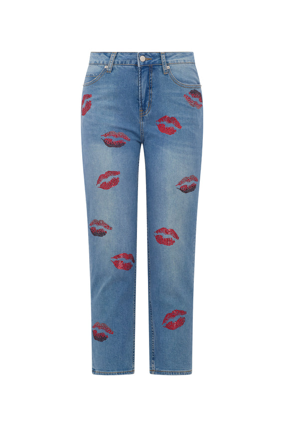 'BISOU' CRYSTAL BOYFRIEND JEAN - DENIM - Libertine - Main image