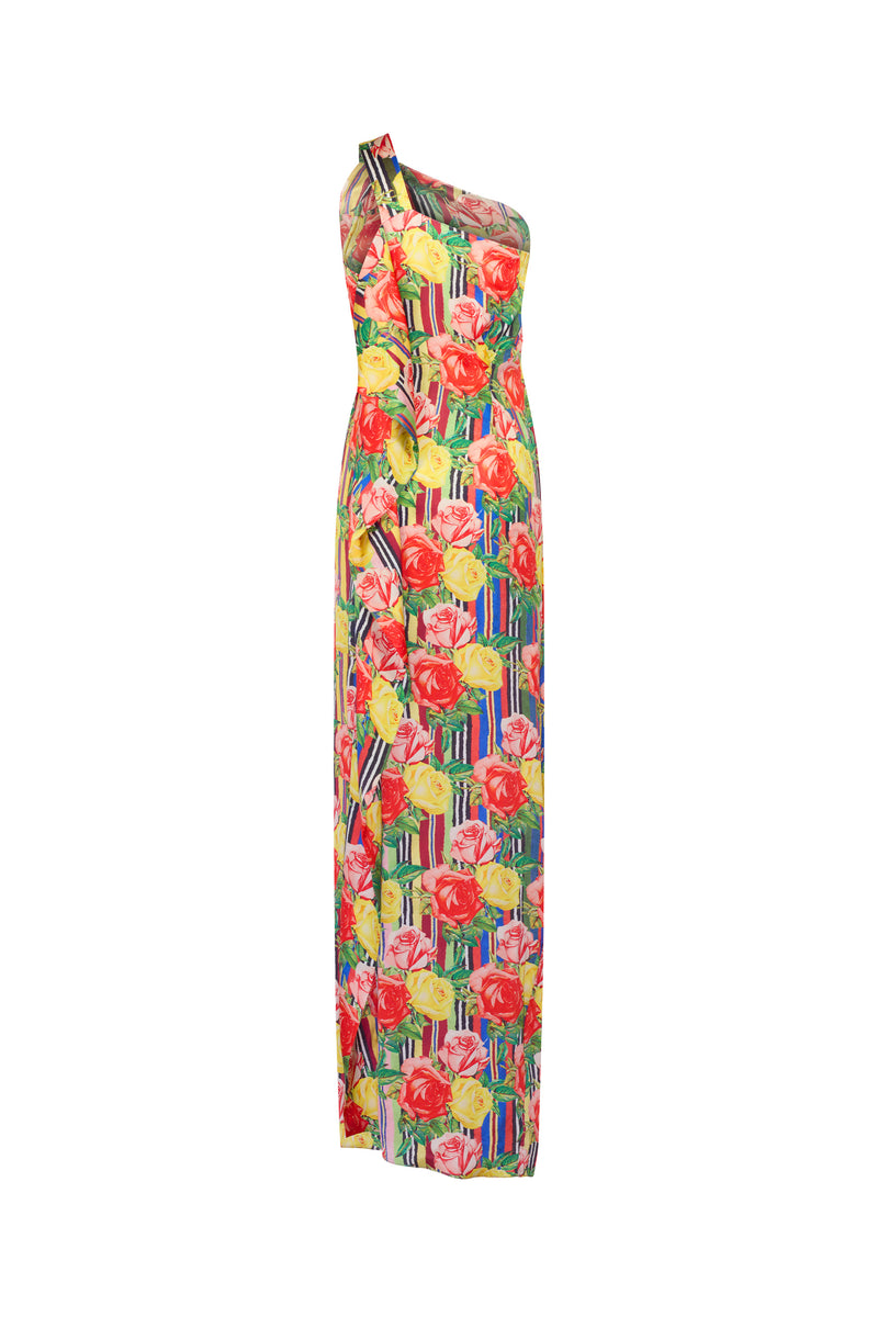 'Tequila Sunrise Roses' One Shoulder Gown - DRESSES - Libertine