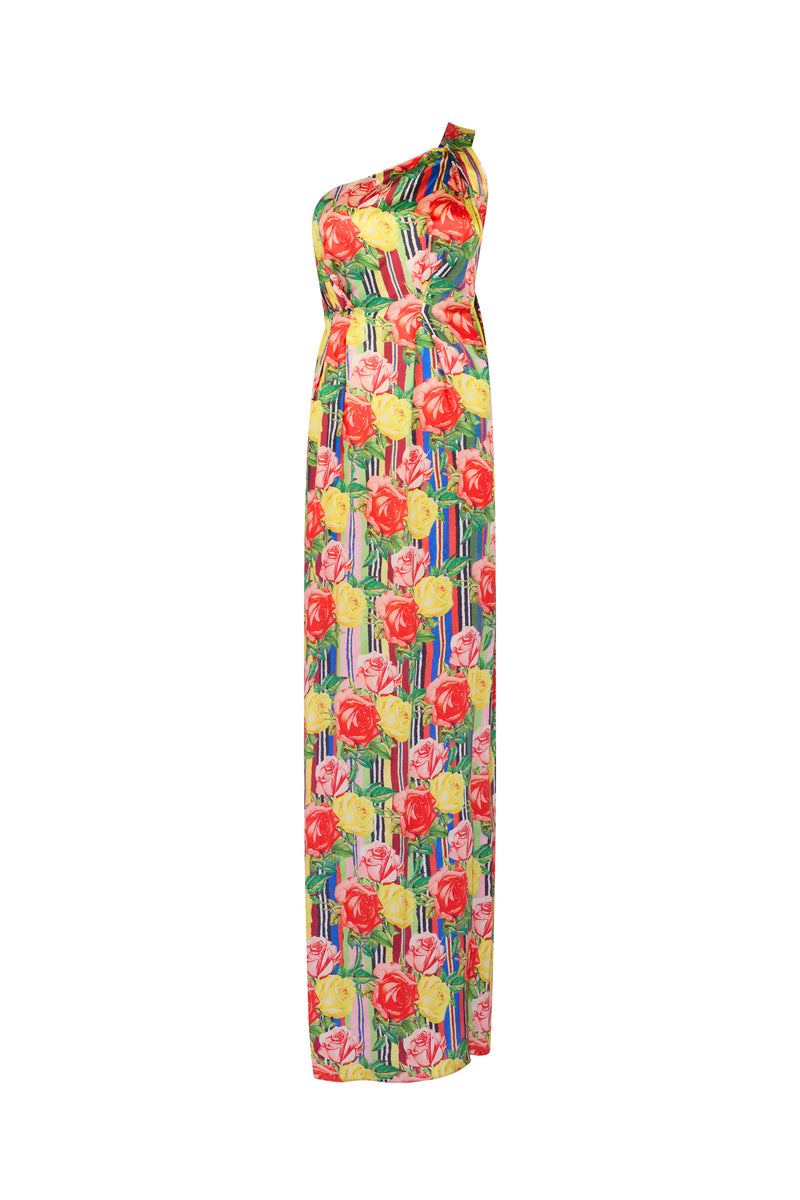 'Tequila Sunrise Roses' One Shoulder Gown - DRESSES - Libertine