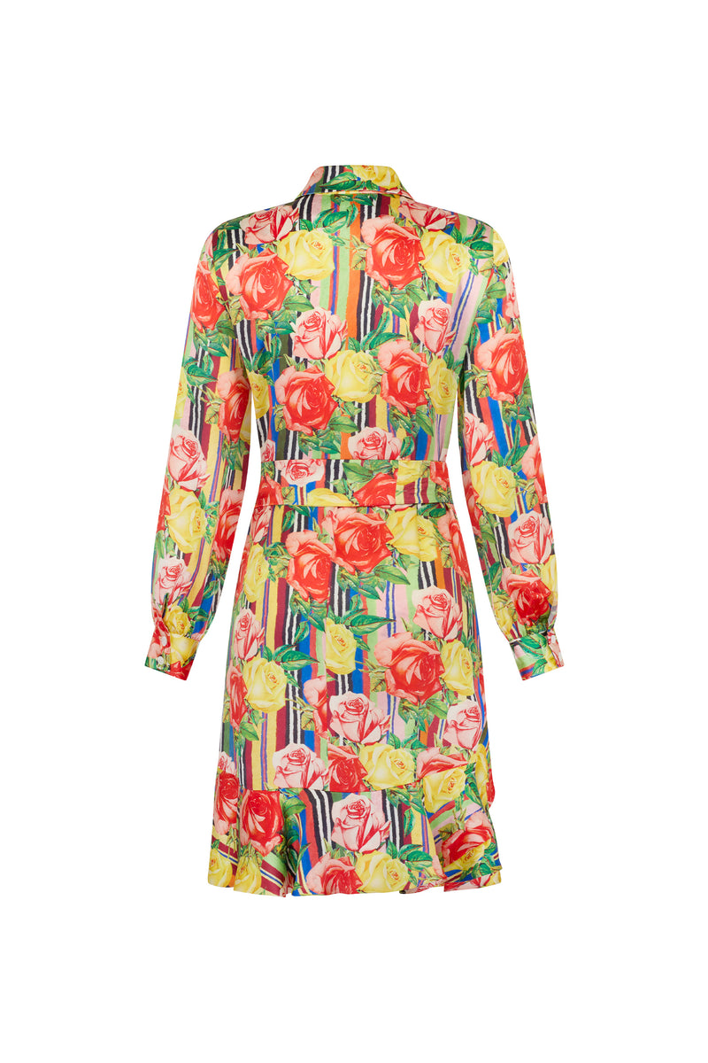 'Tequila Sunrise Roses' Belted Kate Dress - DRESSES - Libertine