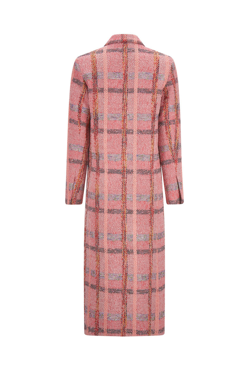 'PINK BOUCLE' MIDI LENGTH DOUBLE BREASTED COAT - - Libertine
