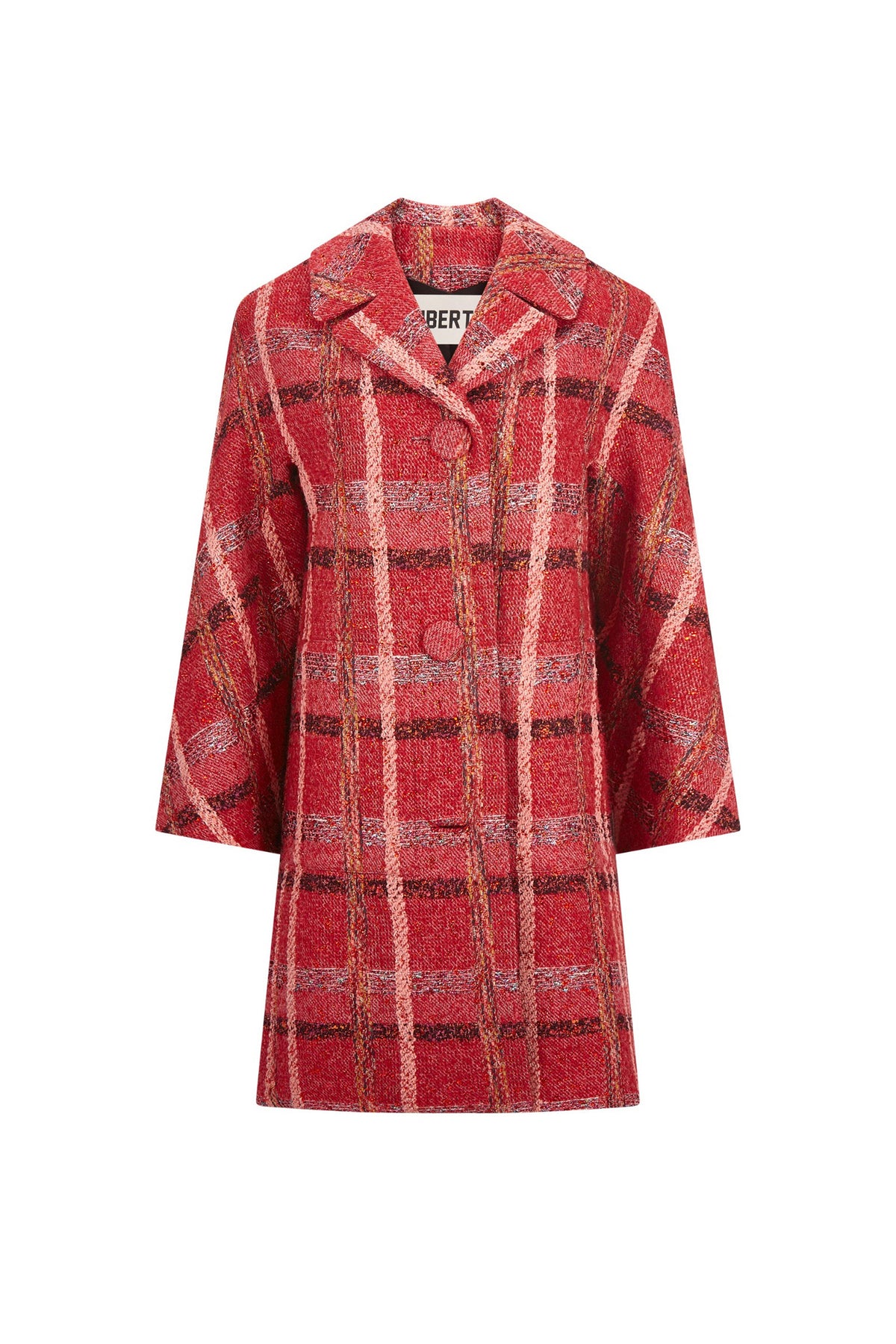 'RED BOUCLE HEAVY STARDUST' L/S PATCH POCKET COAT W/ CRYSTALS - - Libertine