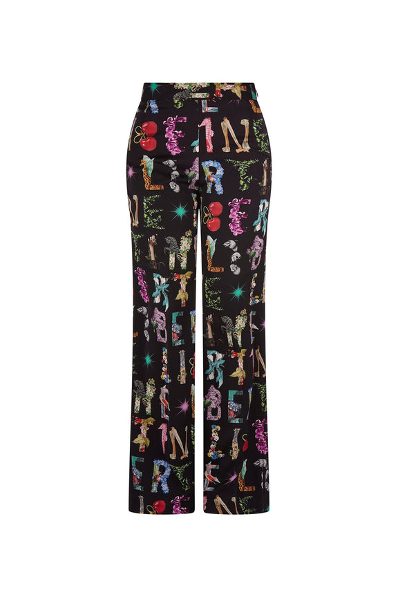 'DECO LETTERS' SLIM AARONS PANTS SIDE ZIP -  - Libertine