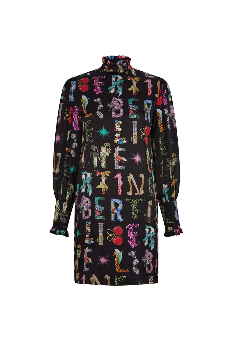 'DECO LETTERS' MOCK NECK DRESS - - Libertine
