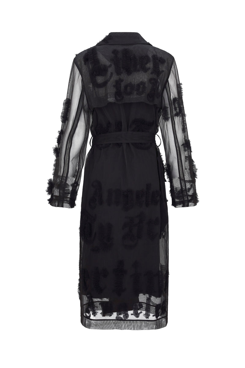 'GOTHIC TULLE' EMBELLISHED LONG TRENCH COAT - - Libertine