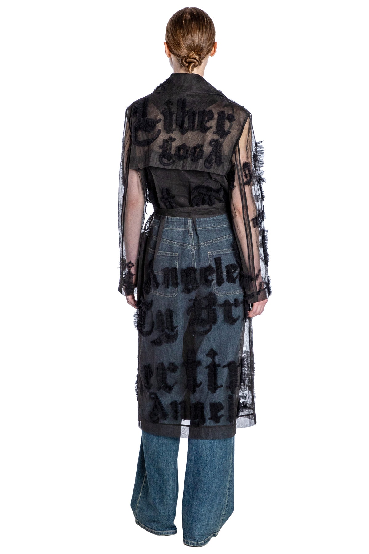 'GOTHIC TULLE' EMBELLISHED LONG TRENCH COAT - - Libertine