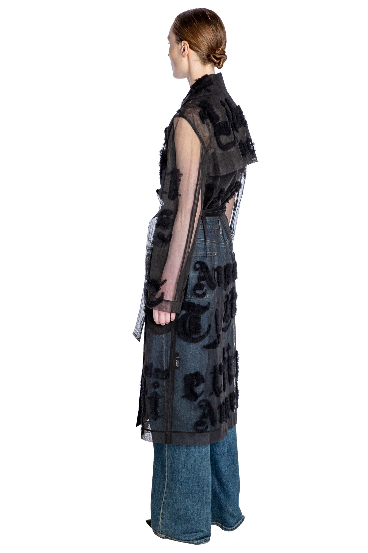 'GOTHIC TULLE' EMBELLISHED LONG TRENCH COAT - - Libertine