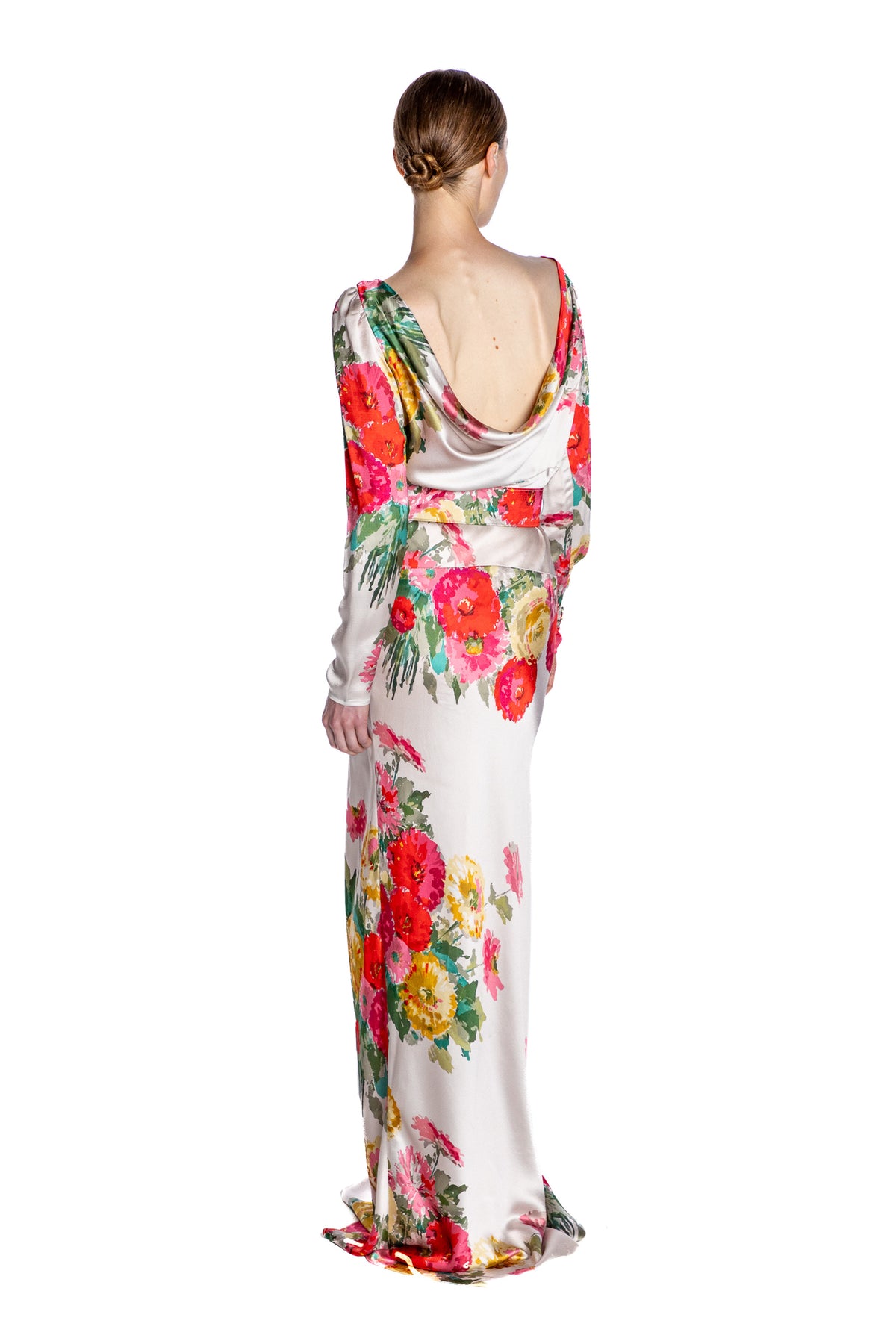 'PAT NIXON' BELTED LOOK BACK GOWN - - Libertine