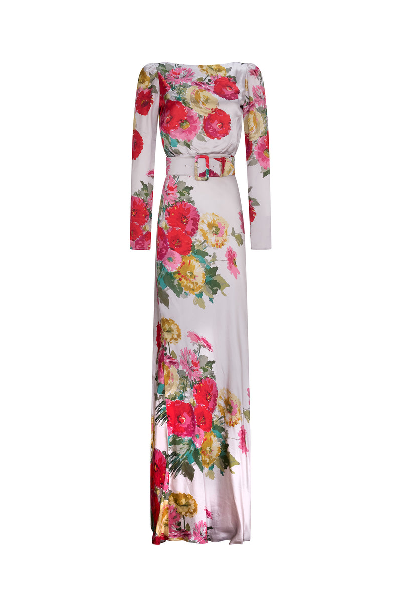 'PAT NIXON' BELTED LOOK BACK GOWN - - Libertine