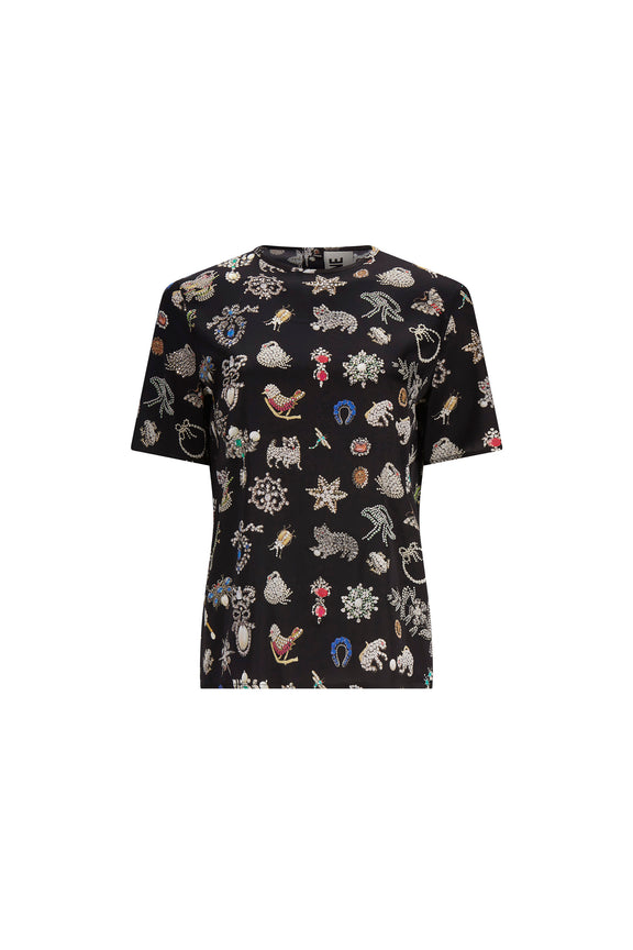 'BLACK DIAMOND PINS' SHORT SLEEVE BLOUSE -  - Libertine