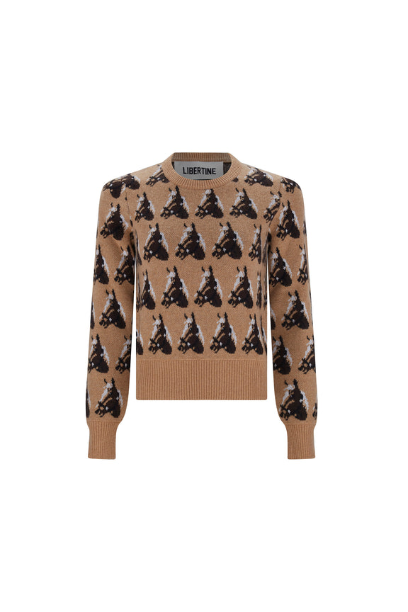 'VERY HORSEY' SHRUNKEN PULLOVER SWEATER - SWEATERS - Libertine