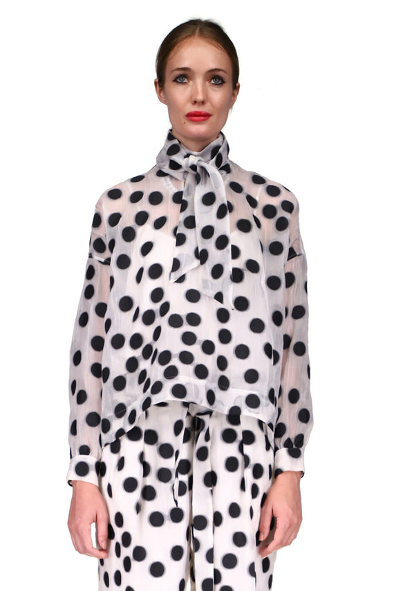 'PEGGY DOTS' TIE BLOUSE - TOPS - Libertine
