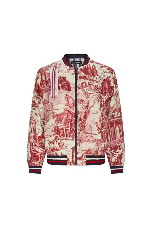 'Toile De Nantes' Bomber Jacket with Silk Screen Mélange - Men's Jackets & Coats - Libertine