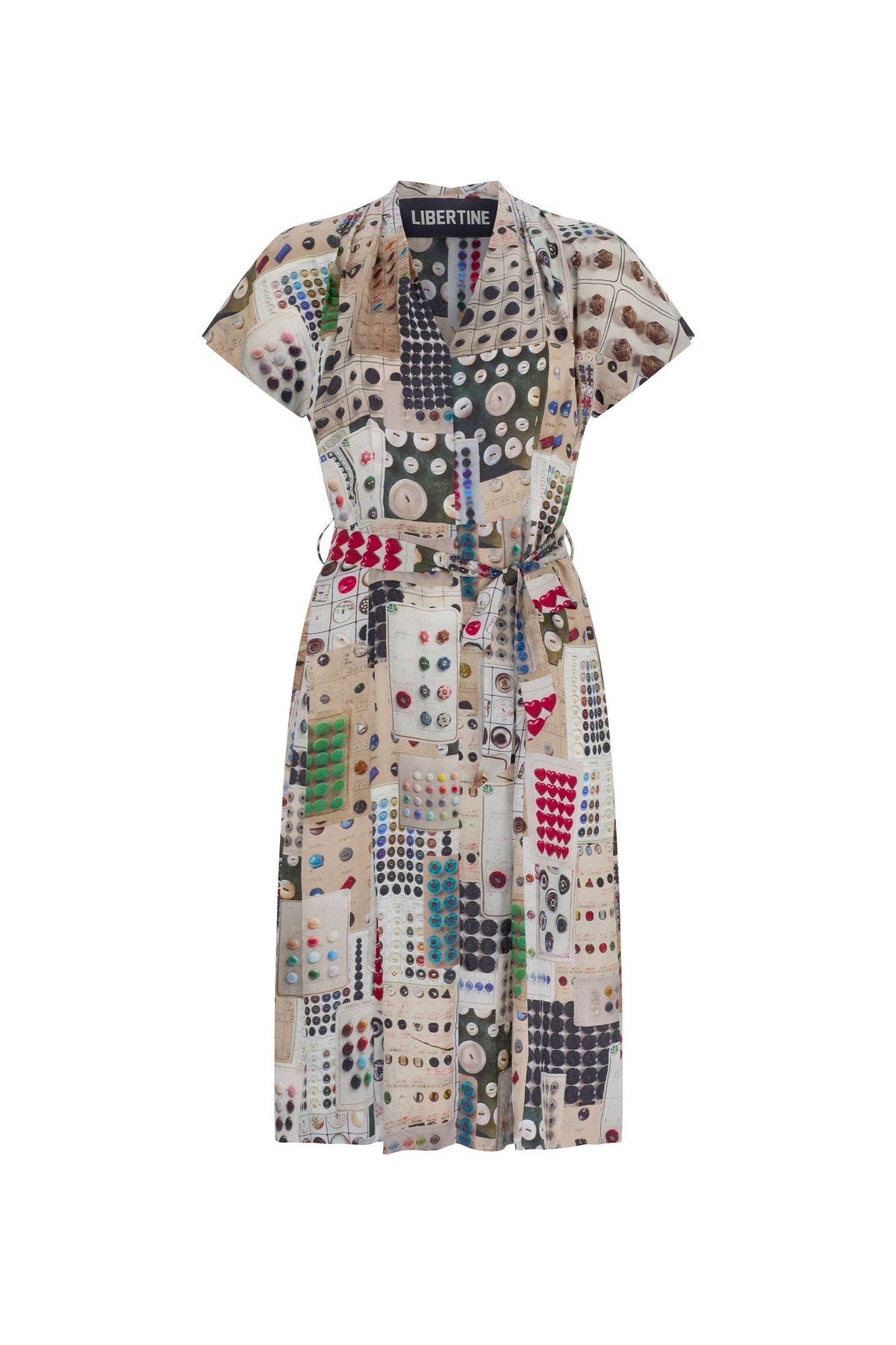 'Button Card Shoppe' Tuck Pleat V-Neck Dress - Women's Dresses - Libertine