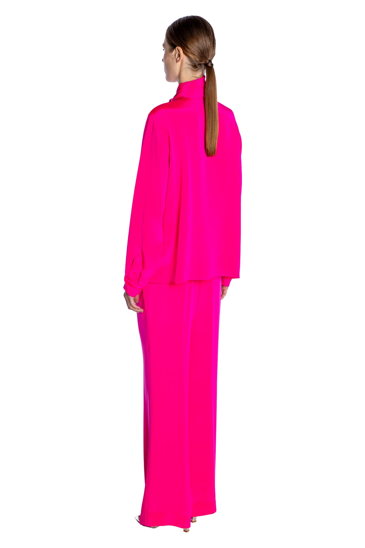 'OVERSATURATED SILKS' PINK TIE BLOUSE - TOPS - Libertine