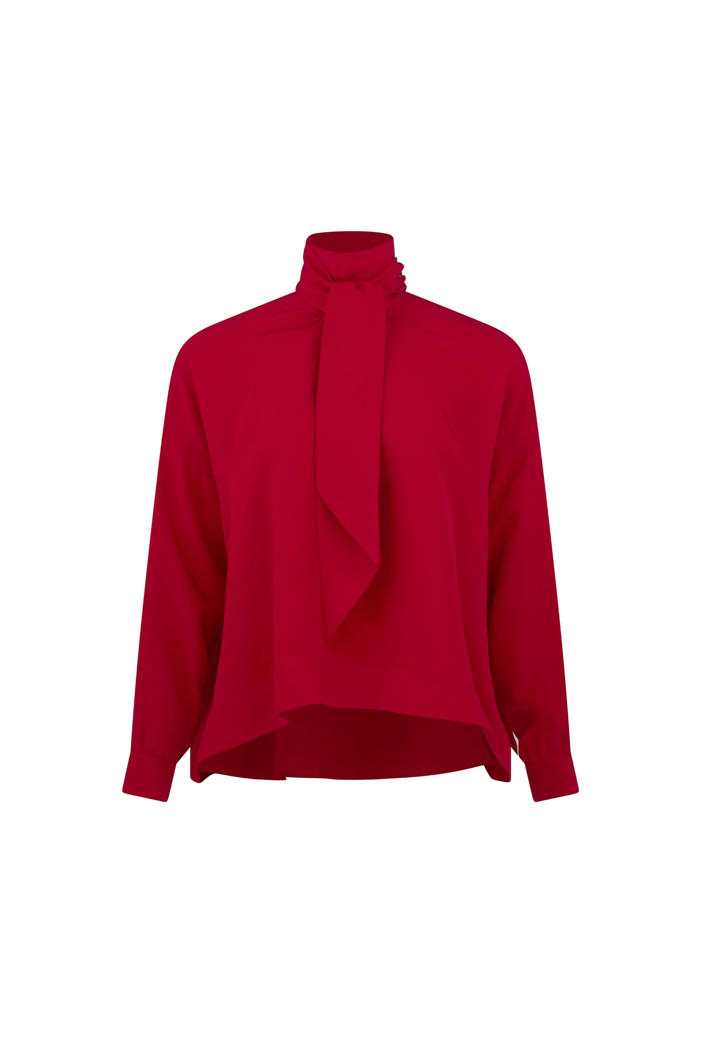 'OVERSATURATED SILKS' RED TIE BLOUSE - TOPS - Libertine