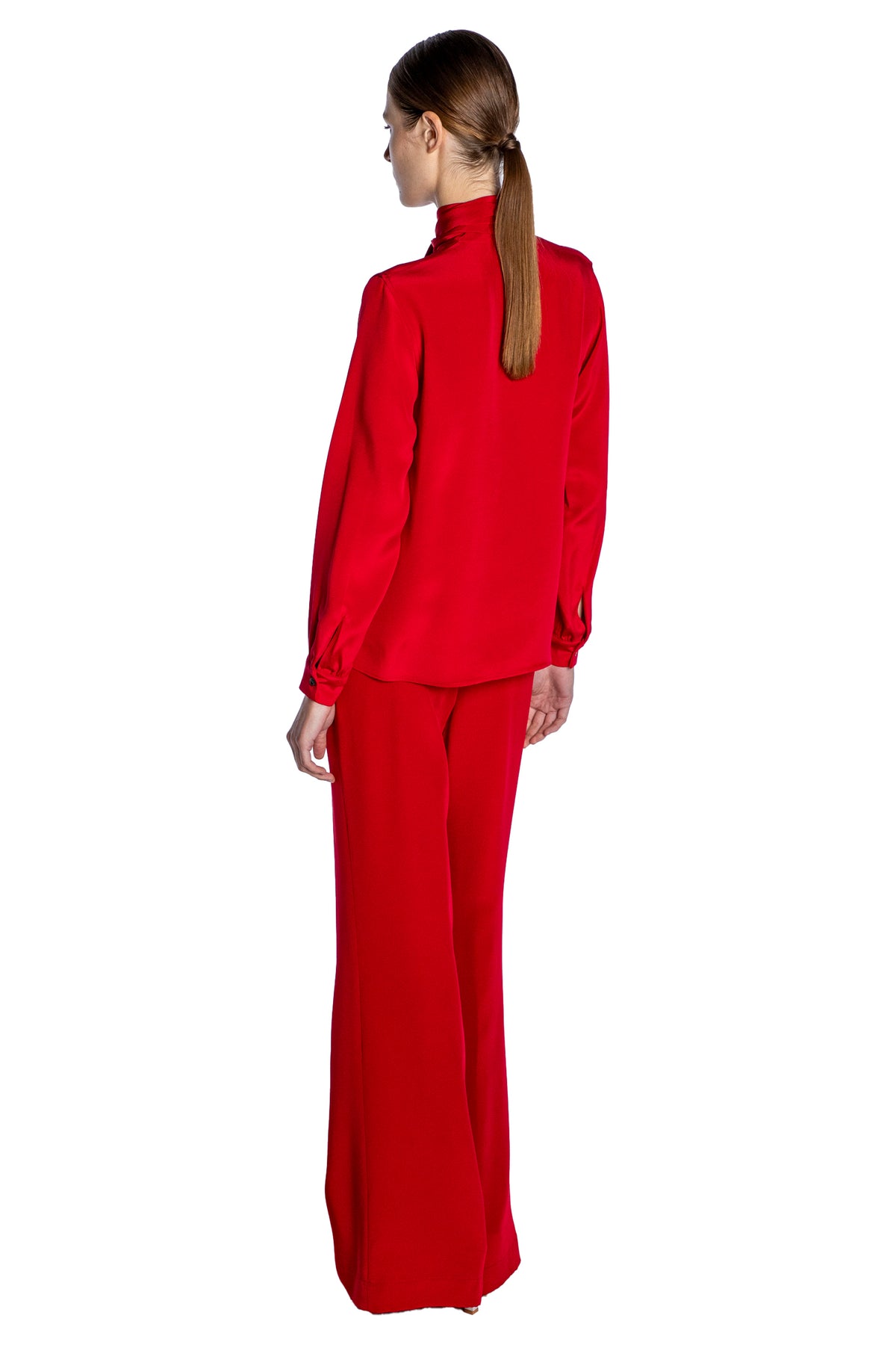 'OVERSATURATED SILKS' RED TIE BLOUSE - TOPS - Libertine
