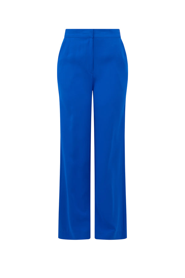 'OVERSATURATED SILKS' BLUE WIDE LEG TROUSERS - PANTS - Libertine