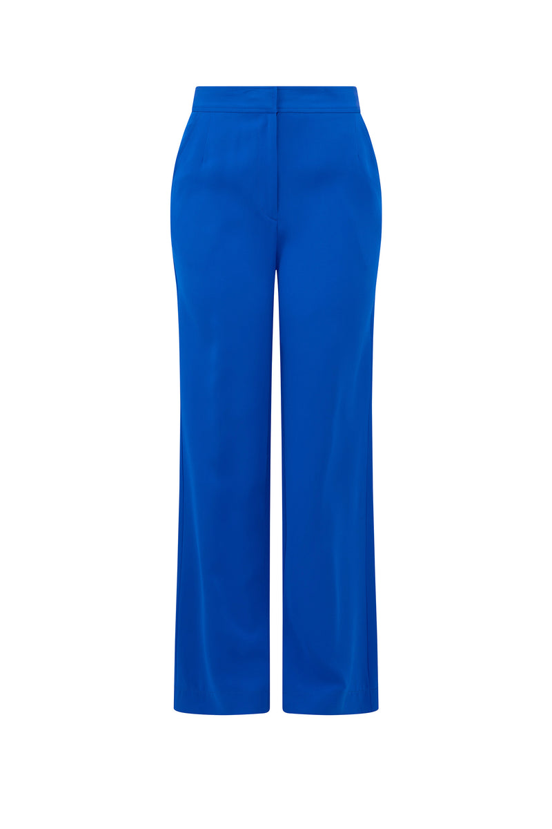 'OVERSATURATED SILKS' BLUE WIDE LEG TROUSERS - PANTS - Libertine