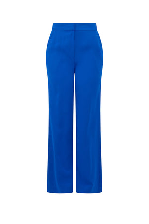'OVERSATURATED SILKS' BLUE WIDE LEG TROUSERS