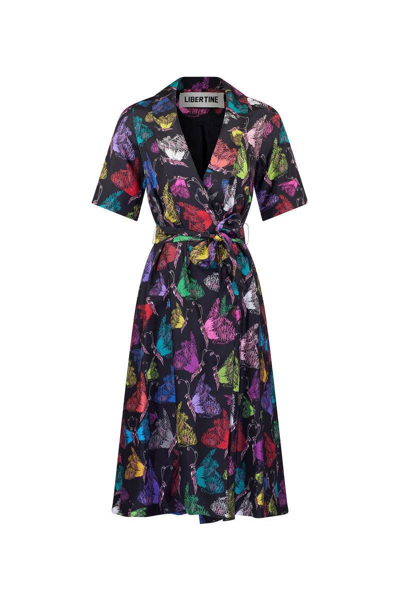 'MILLE PAPILLONS' S/S WRAP DRESS - DRESSES - Libertine