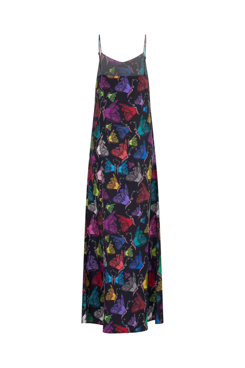 'MILLE PAPILLONS' STRAIGHT LONG SLIP DRESS - DRESSES - Libertine