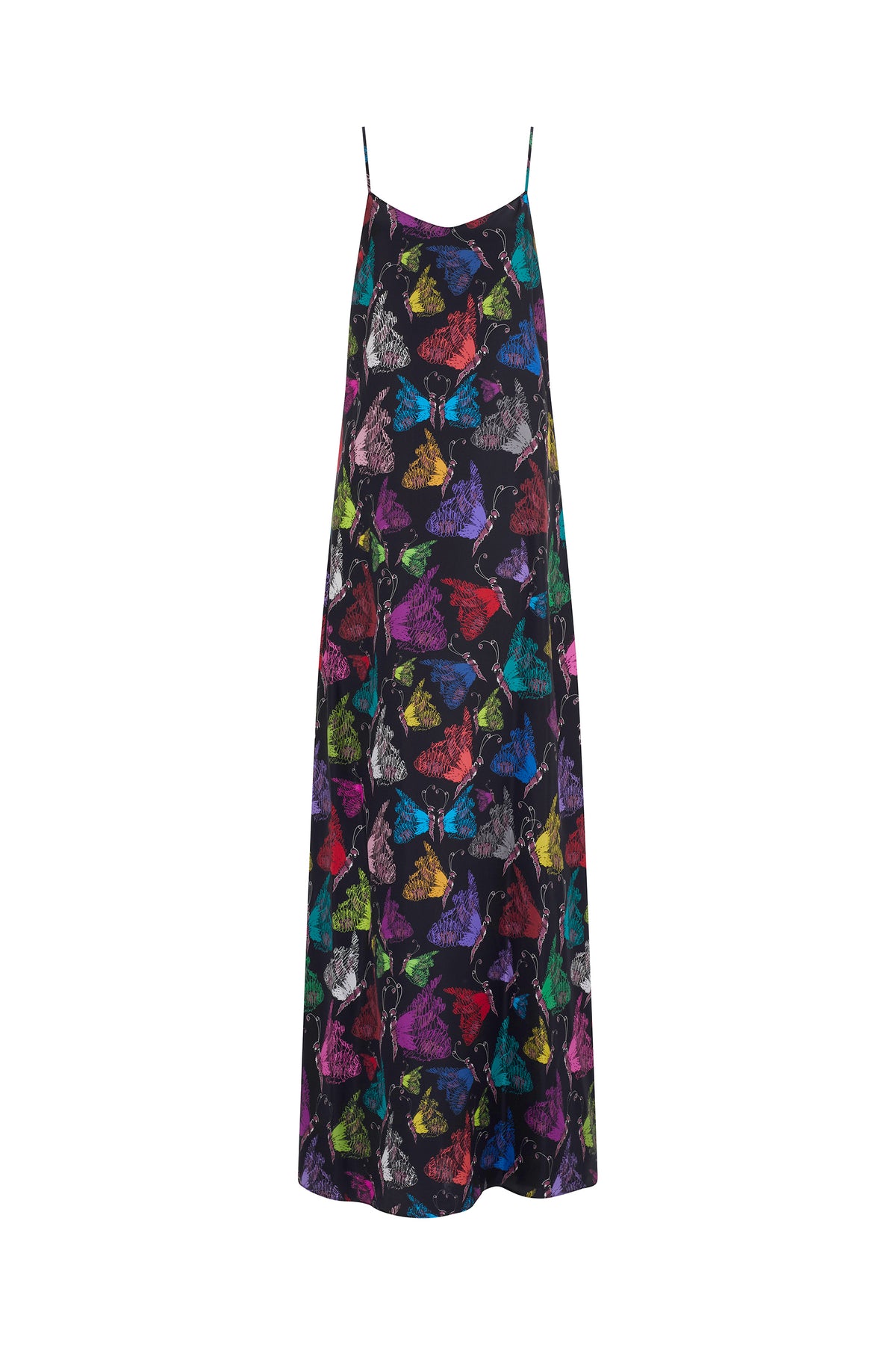 'MILLE PAPILLONS' STRAIGHT LONG SLIP DRESS - DRESSES - Libertine