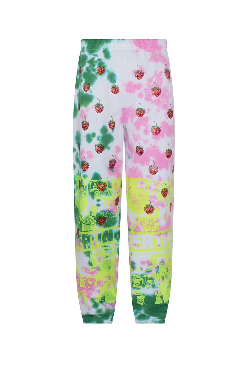 'EMBELLISHED STRAWBERRY FIELDS' TIE DYE SWEATPANT - SWEATPANTS - Libertine