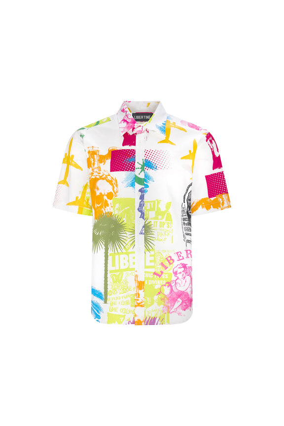 'LIBERTINE SILK SCREENS' SHORT SLEEVE CLASSIC SHIRT - - Libertine