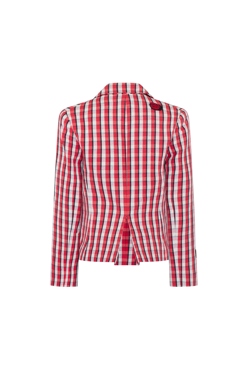 'LADYBUG SUMMER CHECK' L/S SHORT BLAZER - - Libertine